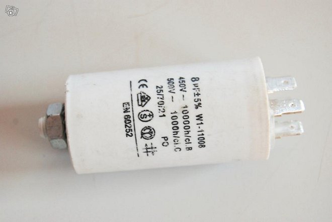 Kondensaattori 8µF +-5% W1-11008 450VAC 10000h/cl Kondensaattori 8µF +-5% W1-11008 450VAC 10000h/cl