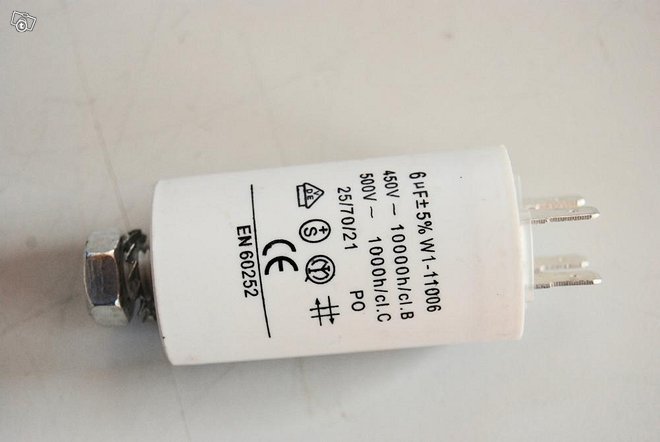 Kondensaattori 6µF +-5% W1-11006 450VAC 10000h/cl Kondensaattori 6µF +-5% W1-11006 450VAC 10000h/cl