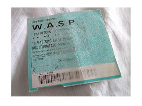 W.A.S.P. konserttilippu vuodelta 2010, rock, WASP, Muu keräily, Keräily, Vaasa, Tori.fi