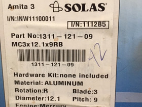 Solas Amita 3 Potkuri MERCURY 12.1 X 9", Veneen varusteet ja varaosat, Venetarvikkeet ja veneily, Hämeenlinna, Tori.fi Solas Amita 3 Potkuri MERCURY 12.1 X 9", Veneen varusteet ja varaosat, Venetarvikkeet ja veneily, Hämeenlinna, Tori.fi