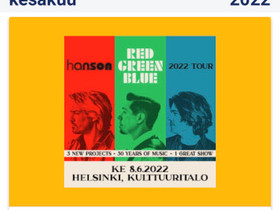 Hanson Red Green Blue -kiertue, lippu riville 4, Keikat, konsertit ja tapahtumat, Matkat ja liput, Espoo, Tori.fi Hanson Red Green Blue -kiertue, lippu riville 4, Keikat, konsertit ja tapahtumat, Matkat ja liput, Espoo, Tori.fi
