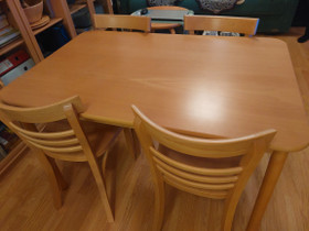 Keittiöpöytä +4 tuolia, pyökki, Pöydät ja tuolit, Sisustus ja huonekalut, Helsinki, Tori.fi
