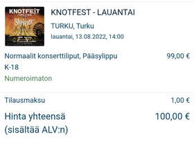 Knotfest 2022 Lauantain lippu, Keikat, konsertit ja tapahtumat, Matkat ja liput, Kuopio, Tori.fi Knotfest 2022 Lauantain lippu, Keikat, konsertit ja tapahtumat, Matkat ja liput, Kuopio, Tori.fi