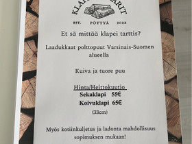 Polttopuita/ Klapeja, Palvelut, Masku, Tori.fi