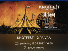 2kpl 2pv knotfest golden circle k-18 alue., Keikat, konsertit ja tapahtumat, Matkat ja liput, Pori, Tori.fi 2kpl 2pv knotfest golden circle k-18 alue., Keikat, konsertit ja tapahtumat, Matkat ja liput, Pori, Tori.fi