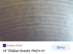 Zildjian avedish 14" hi-hat 60 vintage., Rummut, Musiikki ja soittimet, Pori, Tori.fi Zildjian avedish 14" hi-hat 60 vintage., Rummut, Musiikki ja soittimet, Pori, Tori.fi