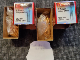 .264"/6,5mm Hornady GMX 120gr/7,8g luoteja, Metsästystarvikkeet, Metsästys ja kalastus, Kannus, Tori.fi .264"/6,5mm Hornady GMX 120gr/7,8g luoteja, Metsästystarvikkeet, Metsästys ja kalastus, Kannus, Tori.fi