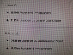 Rovaniemi- Lissabon lento, Matkat, risteilyt ja lentoliput, Matkat ja liput, Rovaniemi, Tori.fi Rovaniemi- Lissabon lento, Matkat, risteilyt ja lentoliput, Matkat ja liput, Rovaniemi, Tori.fi