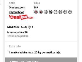Onnibussilippu 9.6.2022 Turusta Tampereelle, Matkat, risteilyt ja lentoliput, Matkat ja liput, Tampere, Tori.fi Onnibussilippu 9.6.2022 Turusta Tampereelle, Matkat, risteilyt ja lentoliput, Matkat ja liput, Tampere, Tori.fi
