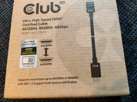 Club 3D HDMI 2.1 kaapeli 1m, Muu viihde-elektroniikka, Viihde-elektroniikka, Oulu, Tori.fi