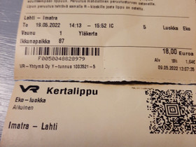 Matkalippu Imatra- Lahti edestakainen, Matkat, risteilyt ja lentoliput, Matkat ja liput, Imatra, Tori.fi Matkalippu Imatra- Lahti edestakainen, Matkat, risteilyt ja lentoliput, Matkat ja liput, Imatra, Tori.fi