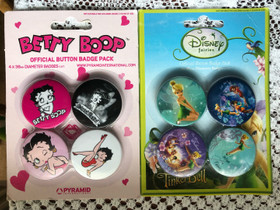2 pinssipakettia: Betty Boop, Disney keijut, Muut asusteet, Asusteet ja kellot, Lahti, Tori.fi