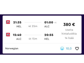 Lentoliput Helsinki-Alicante-Helsinki, Matkat, risteilyt ja lentoliput, Matkat ja liput, Tampere, Tori.fi