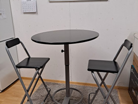 Baaripöytä ja kaksi kokoontaittuvaa tuolia, Pöydät ja tuolit, Sisustus ja huonekalut, Mikkeli, Tori.fi