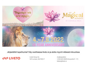 Natural high healing festival 2022 4pv lippu, Keikat, konsertit ja tapahtumat, Matkat ja liput, Espoo, Tori.fi Natural high healing festival 2022 4pv lippu, Keikat, konsertit ja tapahtumat, Matkat ja liput, Espoo, Tori.fi