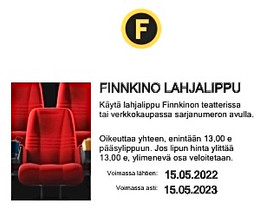 Finnkino leffalippu x2 (05.2023 asti), Keikat, konsertit ja tapahtumat, Matkat ja liput, Lappeenranta, Tori.fi
