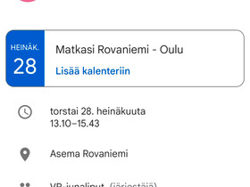 Junalippu, Matkat, risteilyt ja lentoliput, Matkat ja liput, Rovaniemi, Tori.fi Junalippu, Matkat, risteilyt ja lentoliput, Matkat ja liput, Rovaniemi, Tori.fi