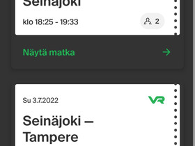 Junaliput Tre-Sjk, Matkat, risteilyt ja lentoliput, Matkat ja liput, Tampere, Tori.fi