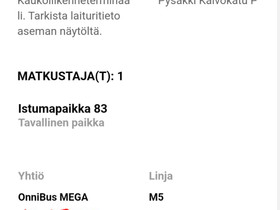 Onnibuslippu Helsinki-Heinola 8.7, Matkat, risteilyt ja lentoliput, Matkat ja liput, Espoo, Tori.fi
