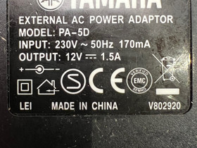 Yamaha kosketinsoittimen 12V virtalähde, Audio ja musiikkilaitteet, Viihde-elektroniikka, Tampere, Tori.fi Yamaha kosketinsoittimen 12V virtalähde, Audio ja musiikkilaitteet, Viihde-elektroniikka, Tampere, Tori.fi