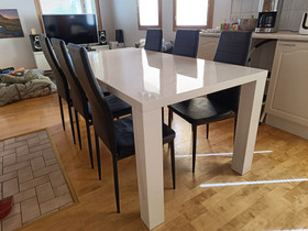 Valkoinen ruokapöytä ja kuusi tuolia, Pöydät ja tuolit, Sisustus ja huonekalut, Kontiolahti, Tori.fi