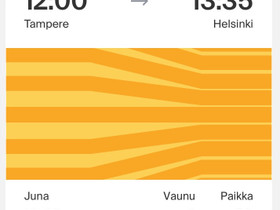 Junaliput la 3.9. TRE-HKI-TRE, Matkat, risteilyt ja lentoliput, Matkat ja liput, Sastamala, Tori.fi Junaliput la 3.9. TRE-HKI-TRE, Matkat, risteilyt ja lentoliput, Matkat ja liput, Sastamala, Tori.fi