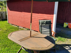 Pöytä,neljä tuolia ja aurinkovarjo, Pihakalusteet ja grillit, Piha ja puutarha, Pori, Tori.fi
