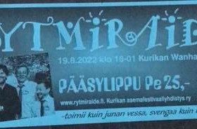 Rytmiraide, Keikat, konsertit ja tapahtumat, Matkat ja liput, Kurikka, Tori.fi Rytmiraide, Keikat, konsertit ja tapahtumat, Matkat ja liput, Kurikka, Tori.fi