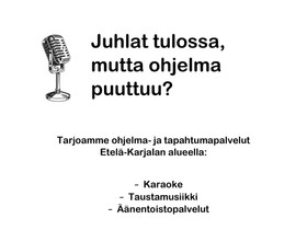 Karaoke- ja muut ohjelmapalvelut, Palvelut, Taipalsaari, Tori.fi Karaoke- ja muut ohjelmapalvelut, Palvelut, Taipalsaari, Tori.fi