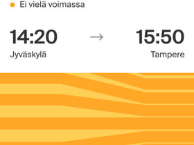 Junalippu Jkl-Tre LA 24.9., Matkat, risteilyt ja lentoliput, Matkat ja liput, Jyväskylä, Tori.fi Junalippu Jkl-Tre LA 24.9., Matkat, risteilyt ja lentoliput, Matkat ja liput, Jyväskylä, Tori.fi