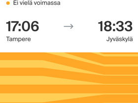Junalippu Tre-Jkl SU 25.9., Matkat, risteilyt ja lentoliput, Matkat ja liput, Jyväskylä, Tori.fi