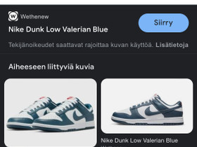 O: valerian Blue dunk low, Vaatteet ja kengät, Jyväskylä, Tori.fi