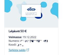 Elisa-myymälä lahjakortti, Keikat, konsertit ja tapahtumat, Matkat ja liput, Kajaani, Tori.fi Elisa-myymälä lahjakortti, Keikat, konsertit ja tapahtumat, Matkat ja liput, Kajaani, Tori.fi