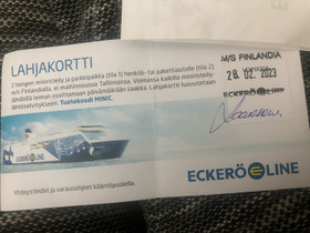 Eckeröline lahjakortti. Voim. 28.2.2023 asti. Hki, Matkat, risteilyt ja lentoliput, Matkat ja liput, Helsinki, Tori.fi Eckeröline lahjakortti. Voim. 28.2.2023 asti. Hki, Matkat, risteilyt ja lentoliput, Matkat ja liput, Helsinki, Tori.fi