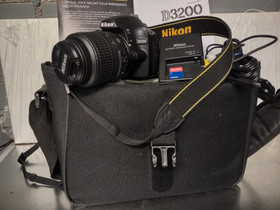 Nikon D3200 24.2 MB + Nikkor 18-55mm VR, Kamerat, Kamerat ja valokuvaus, Tampere, Tori.fi Nikon D3200 24.2 MB + Nikkor 18-55mm VR, Kamerat, Kamerat ja valokuvaus, Tampere, Tori.fi