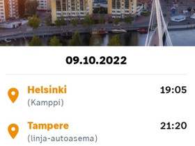 Bussilippu hki-tre su 9.10, Matkat, risteilyt ja lentoliput, Matkat ja liput, Helsinki, Tori.fi