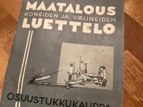 Maatalous koneiden ja välineiden luettelo 1937, Maatalouskoneet, Työkoneet ja kalusto, Joensuu, Tori.fi