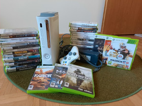 Valkoinen Xbox360 ja pelejä, Pelikonsolit ja pelaaminen, Viihde-elektroniikka, Helsinki, Tori.fi
