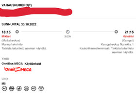 Onnibus MKL-HKI 30.10, Matkat, risteilyt ja lentoliput, Matkat ja liput, Mikkeli, Tori.fi Onnibus MKL-HKI 30.10, Matkat, risteilyt ja lentoliput, Matkat ja liput, Mikkeli, Tori.fi
