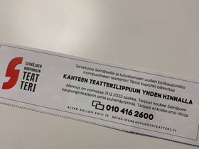 Seinäjoen kaupunginteatteri alennuslippu, Keikat, konsertit ja tapahtumat, Matkat ja liput, Seinäjoki, Tori.fi Seinäjoen kaupunginteatteri alennuslippu, Keikat, konsertit ja tapahtumat, Matkat ja liput, Seinäjoki, Tori.fi