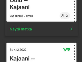 Oulu-Kajaani 3.12. & Kajaani-Oulu 4.12. x2, Matkat, risteilyt ja lentoliput, Matkat ja liput, Oulu, Tori.fi Oulu-Kajaani 3.12. & Kajaani-Oulu 4.12. x2, Matkat, risteilyt ja lentoliput, Matkat ja liput, Oulu, Tori.fi