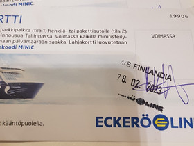 2 kpl Eckerö miniristeilyn lahjakortti, Matkat, risteilyt ja lentoliput, Matkat ja liput, Vantaa, Tori.fi 2 kpl Eckerö miniristeilyn lahjakortti, Matkat, risteilyt ja lentoliput, Matkat ja liput, Vantaa, Tori.fi