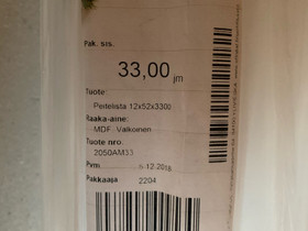 Peitelista 12x52x3300 Uusia, Ikkunat, ovet ja lattiat, Rakennustarvikkeet ja työkalut, Ilmajoki, Tori.fi Peitelista 12x52x3300 Uusia, Ikkunat, ovet ja lattiat, Rakennustarvikkeet ja työkalut, Ilmajoki, Tori.fi
