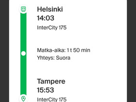 Junaliput HKI-TRE ti 6.12 (aikuinen ja lapsi), Matkat, risteilyt ja lentoliput, Matkat ja liput, Tampere, Tori.fi