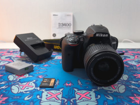 Nikon D3400 ja 18-55mm objektiivi, +muistikortti, Kamerat, Kamerat ja valokuvaus, Oulu, Tori.fi Nikon D3400 ja 18-55mm objektiivi, +muistikortti, Kamerat, Kamerat ja valokuvaus, Oulu, Tori.fi