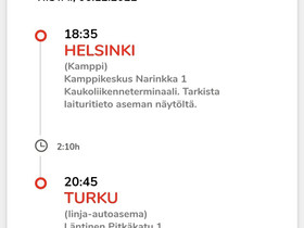 Onnibus lippu Helsinki - Turku, Matkat, risteilyt ja lentoliput, Matkat ja liput, Helsinki, Tori.fi