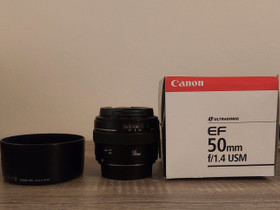 Canon EF 50mm f/1.4 USM + vastavalosuoja, Objektiivit, Kamerat ja valokuvaus, Tampere, Tori.fi