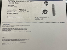 Liput Tappara-Ilves 27.1.2023, Jääkiekko ja luistelu, Urheilu ja ulkoilu, Kangasala, Tori.fi Liput Tappara-Ilves 27.1.2023, Jääkiekko ja luistelu, Urheilu ja ulkoilu, Kangasala, Tori.fi