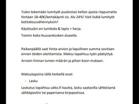 Lumitöitä halvalla, Palvelut, Kouvola, Tori.fi