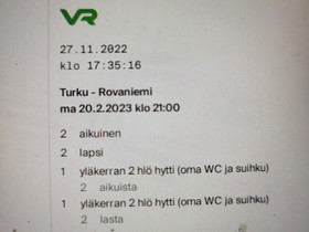 Yö-autojunalippu 20.02. / 27.02., Matkat, risteilyt ja lentoliput, Matkat ja liput, Sauvo, Tori.fi
